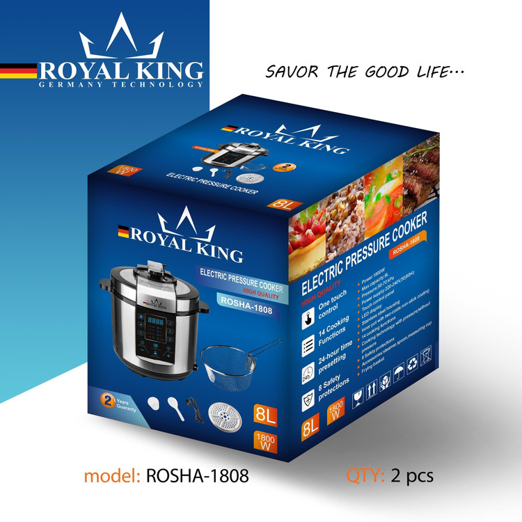 زودپز برقی رویال مدل ROHSA1808 ظرفیت ۸ لیتر Royal King