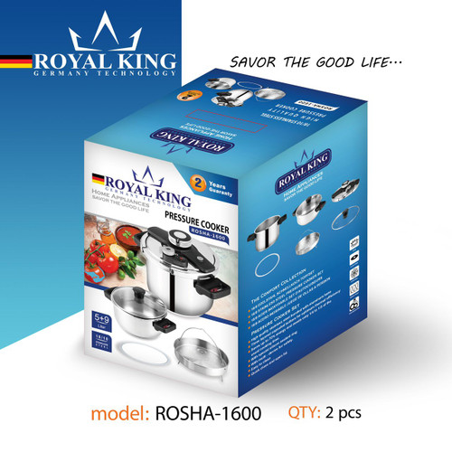 زودپز دوقلو 5 و 9 لیتر رویال کینگ مدل ROSHA-1600 کیفیت اصلی درجه 1 Royal King