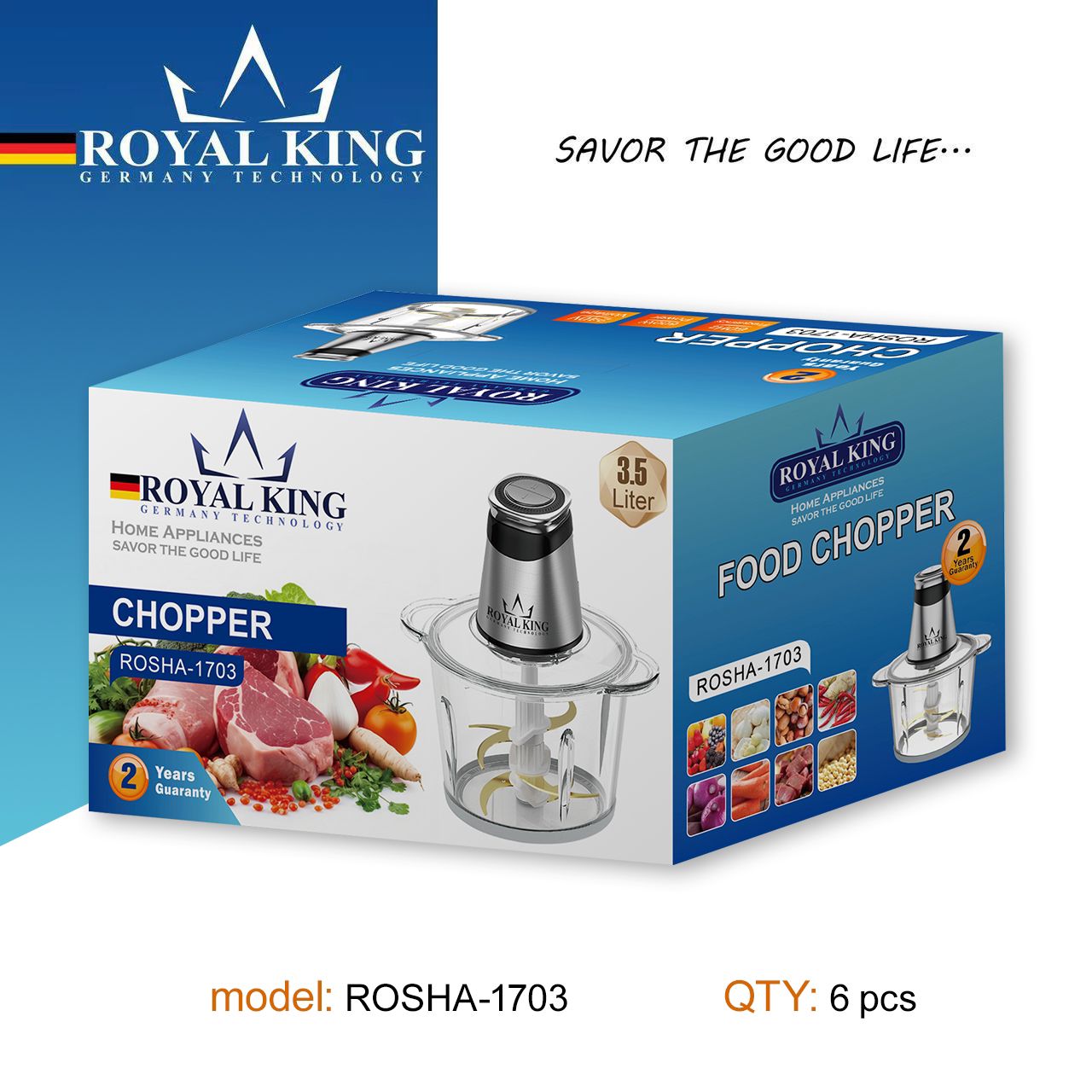خردکن کینگ مدل ROSHA-1703 ظرفیت ۳.۵ لیتر با ۶ تیغه