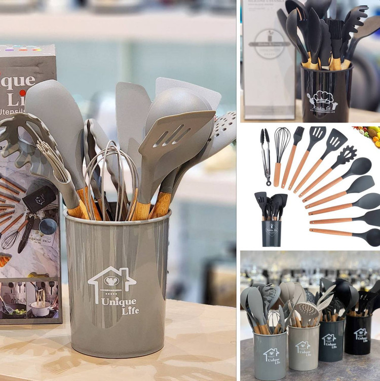 سرویس کفگیر و ملاقه سیلیکونی ۱۲ پارچه